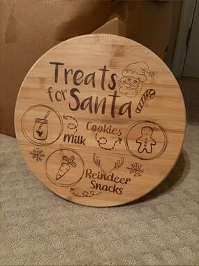 Wooden 'Treats for Santa' Serving Board - Natural Bamboo